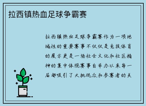拉西镇热血足球争霸赛